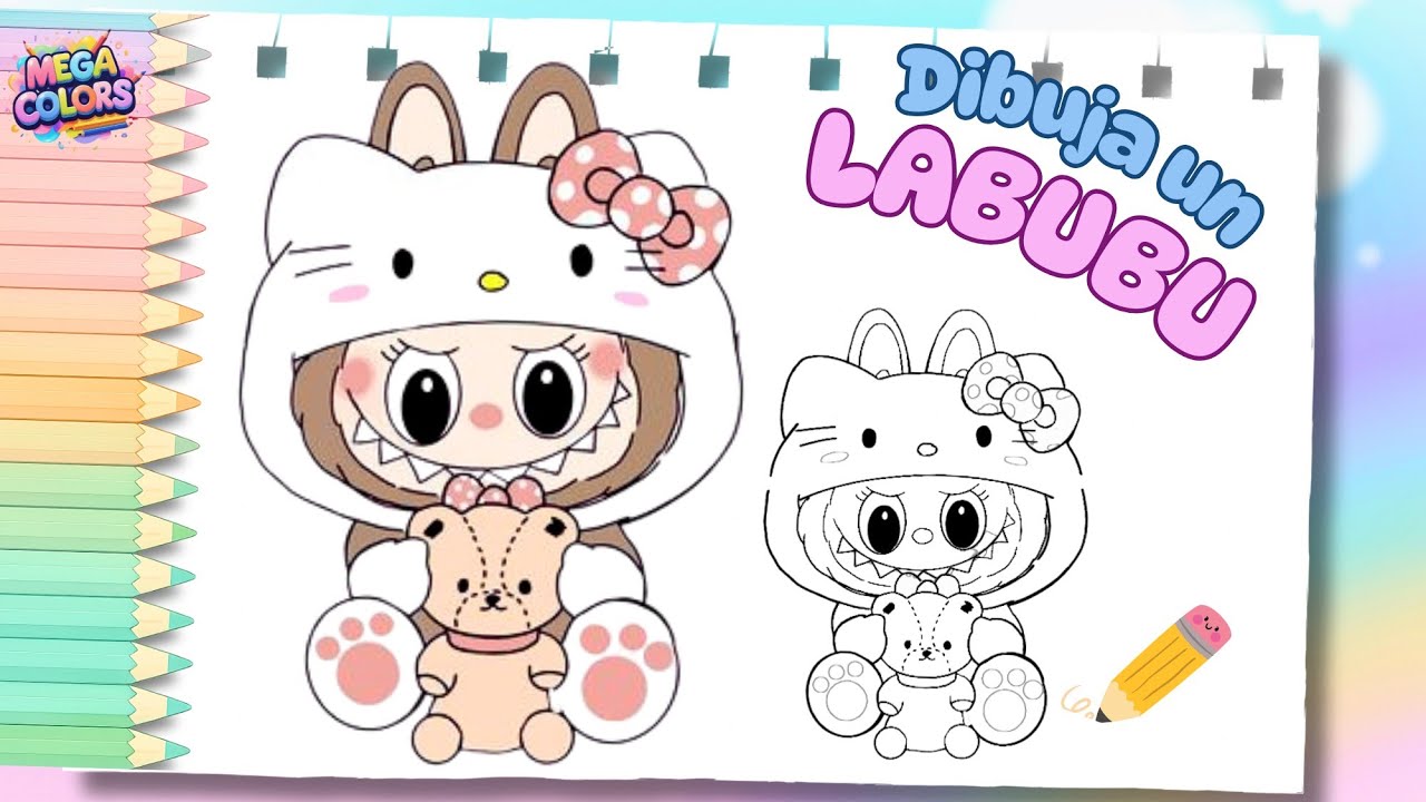 🎨Como dibujar a LABUBU HELLO KITTY 🐾🎀💗 fácil KAWAII | 🎨 To draw LABUBU ...