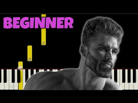 Gigachad Meme Song | Easy Piano Tutorial for Beginners | White Keys Only