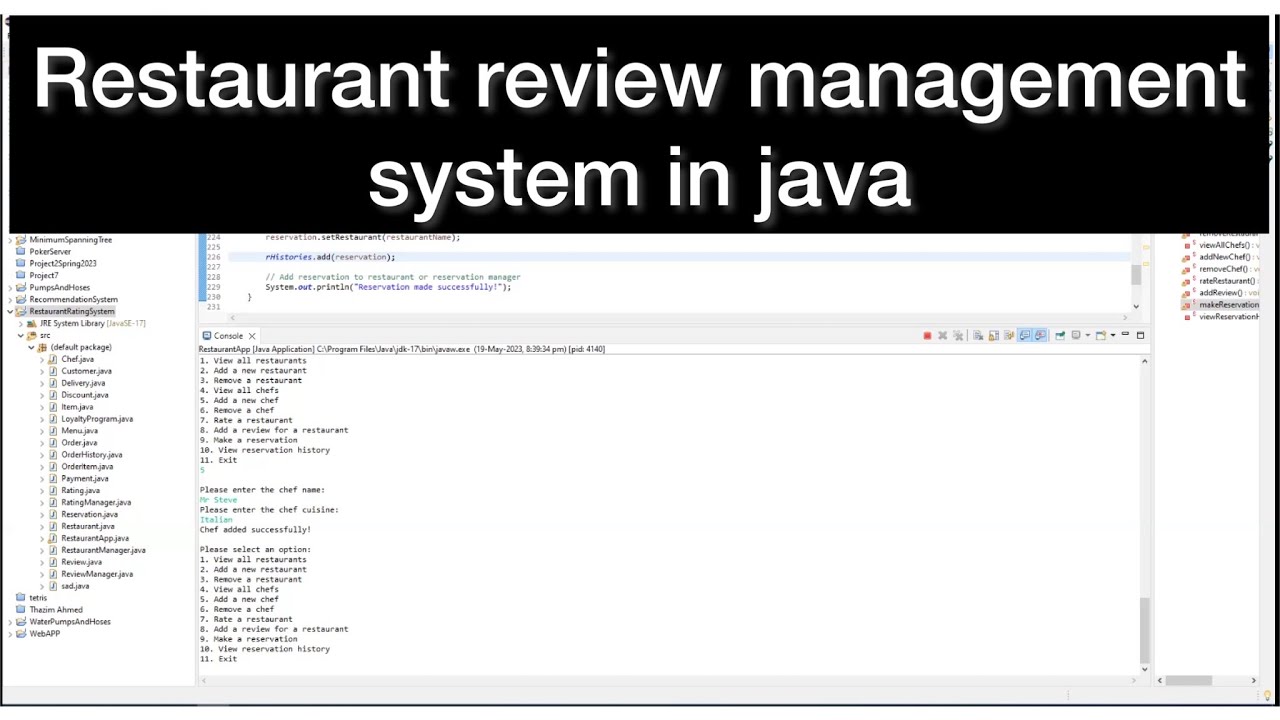 Java console Restaurant Rating application in java || restaurant ...