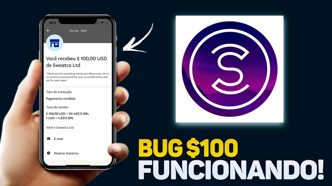 SWEATCOIN BUG NOVO ME PAGOU $100 – COMO GANHAR DINHEIRO NO PAYPAL CAMINHANDO