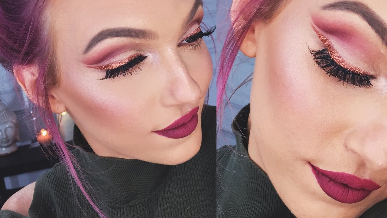 CRANBERRY CUT CREASE + COPPER LINER // Holiday Look