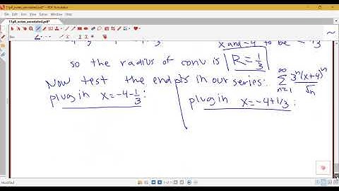 Example on determining radius and interval of convergence of a power series (Section 11.8, part 4)