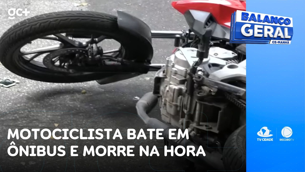 Motociclista por aplicativo avança preferencial, bate em ônibus e morre | Balanço Geral CE Manhã
