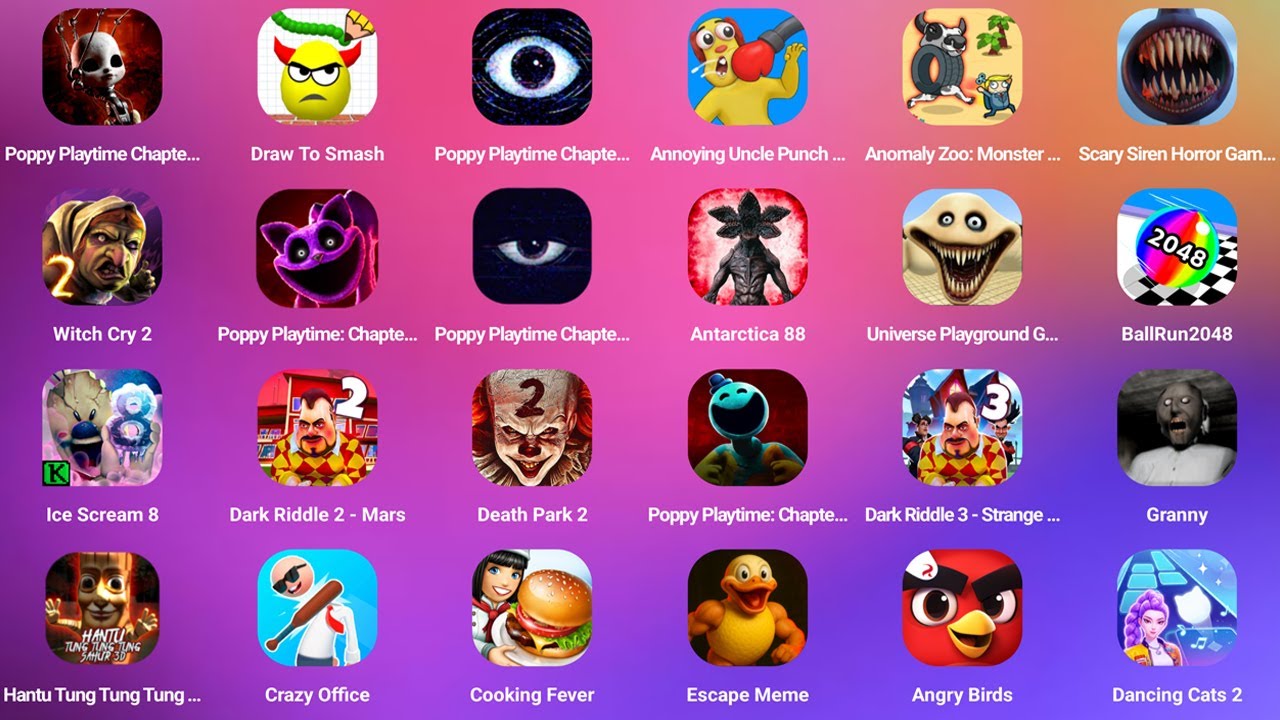 Roblox,Poppy Playtime Chapter 5 Mobile,Dark Riddle 2,Hantu Tung Tung Tung Sahur 3D,Death Park 2,