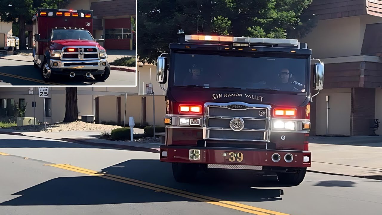 San Ramon Valley Fire Dept. Engine 39 & Paramedic 39 Responding - YouTube