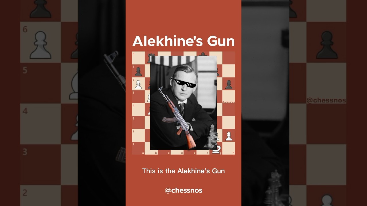 ♟️Alekhine's Gun!🔫🔥 #chess #chesstactics #chessmemes 
