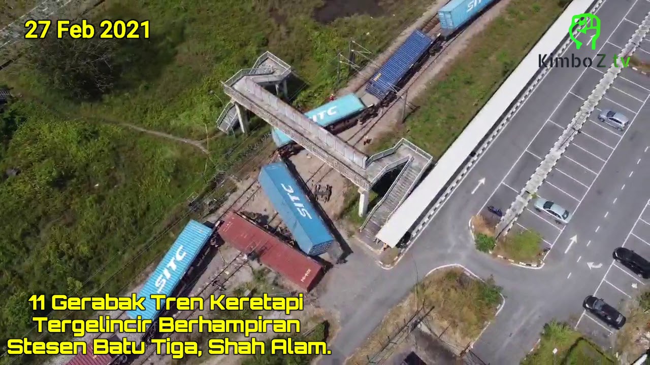 Footage di Lokasi Insiden 11 Gerabak Keretapi Tergelincir Berhampiran Stesen Batu Tiga, Shah Alam.