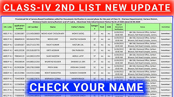JKSSB Class-Iv 2nd List New Update || Check Your Document Verification Date || Official Update