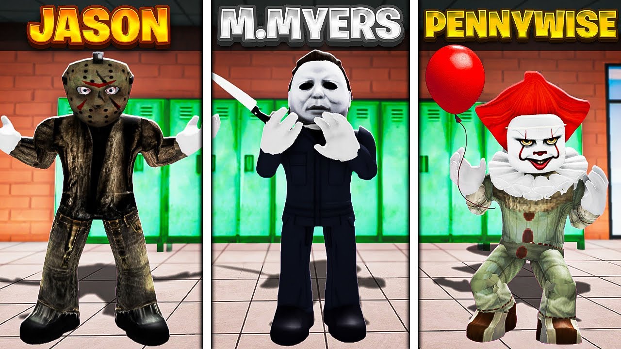 Using EVERY Iconic Horror Movie Villain in Roblox Fight in a School