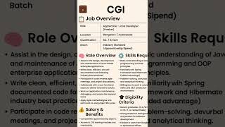 🚀 CGI Hiring Freshers 2024–25 | Apprentice Java Developer | Apply Now | Freshers Only | Hyderabad