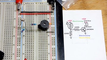 Bright light alarm circuit using active buzzer Light Dependent Resistor LDR 2N3904 NPN BJT