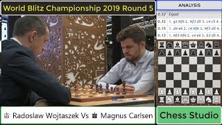 QUEEN VS DOUBLE ROOK!!! ♔ Radoslaw Wojtaszek Vs ♚ Magnus Carlsen | World Blitz Championship 2019 Rd5