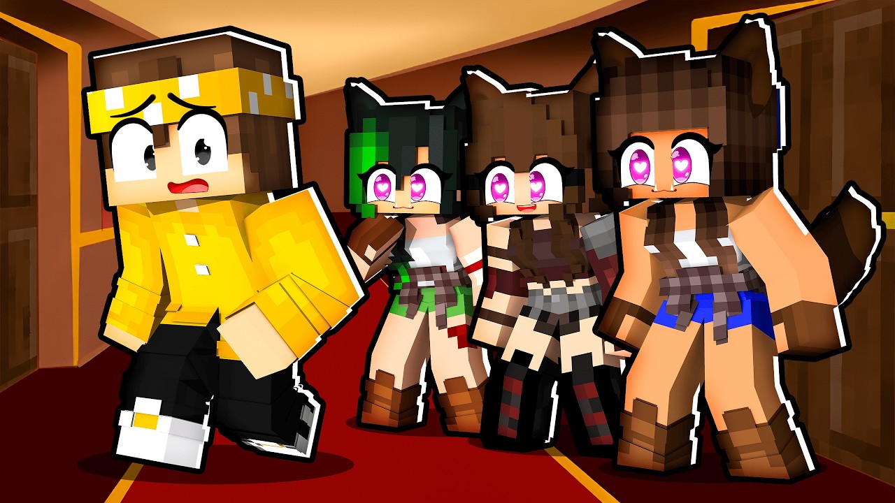 SOU O ÚNICO MENINO no HOTEL DE GAROTAS LOBOS no Minecraft