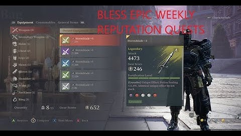 Bless Unleashed - Reputation Weekly Quest Level 25 + Epic Gear Drops