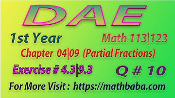 DAE 1st year Chapter 04|09 Exercise 4.3|9.3 Question 10