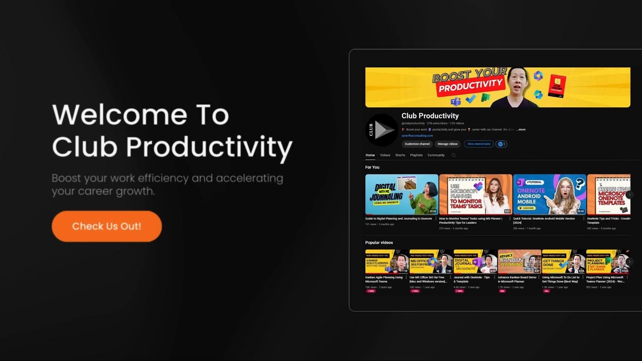 Welcome To Club Productivity YouTube Channel