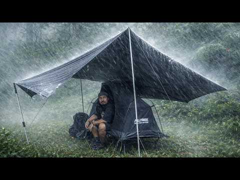 POWERFULL BRUTAL RAINSTORM‼️ SOLO CAMPING HEAVY RAIN AND THUNDERSTORM