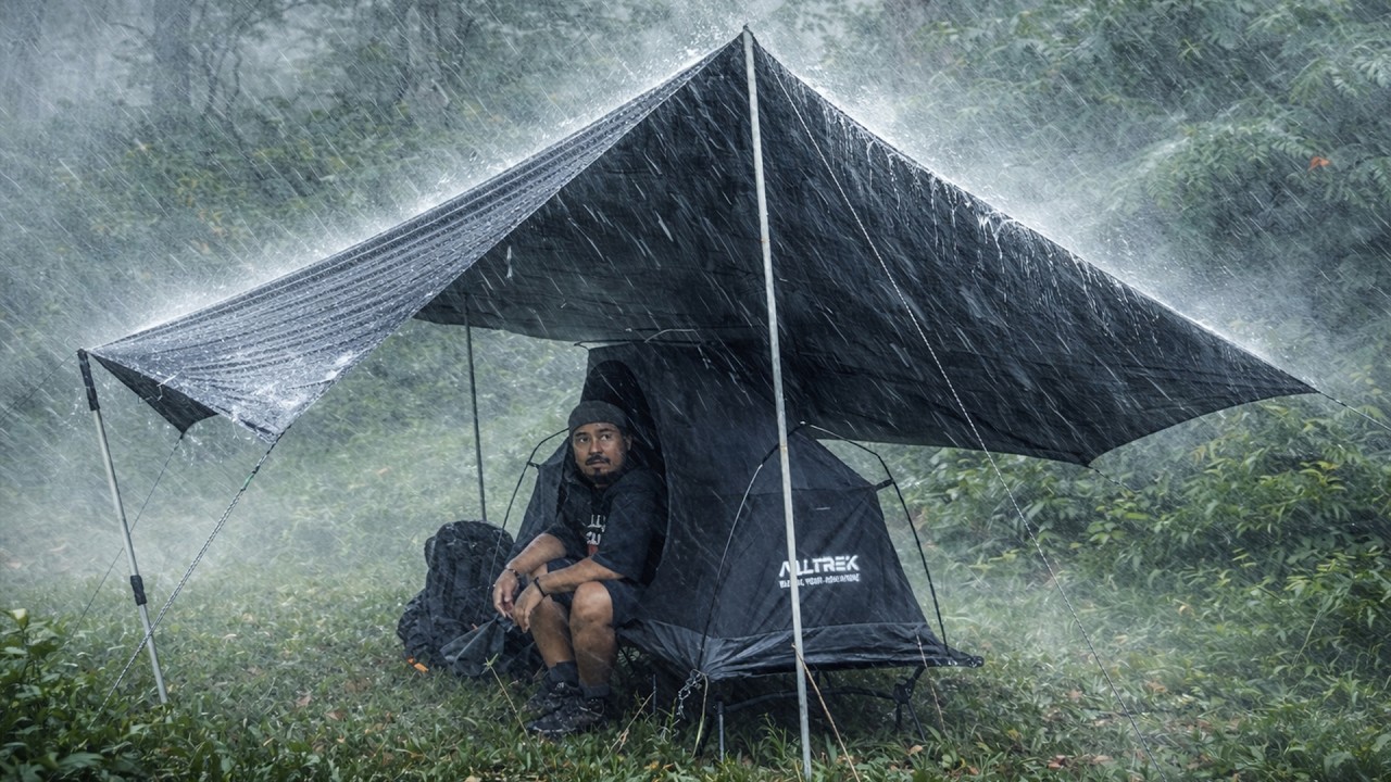 POWERFULL BRUTAL RAINSTORM‼️ SOLO CAMPING HEAVY RAIN AND THUNDERSTORM ...