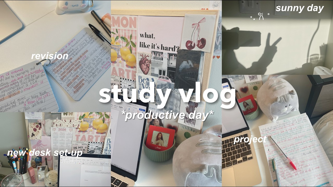Productive study vlog 🎧 exam revision, project prep, sunny day