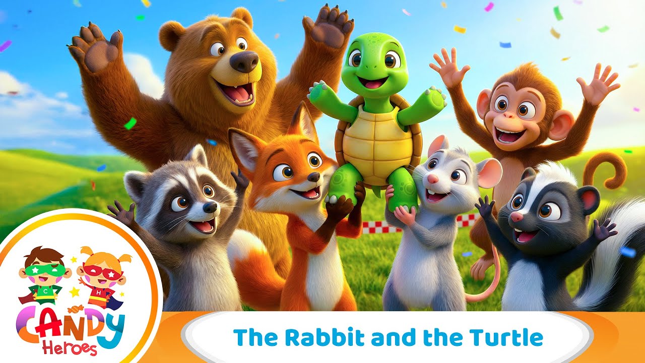 Candy Heroes - The Rabbit and the Turtle | Aesop's Fable Song for Kids - Slow & Steady Wins!