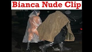 Bianca censori goes nude under clear raincoat with kanye west viral clip
