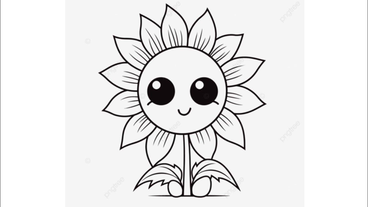 how to draw a easy Sunflower with smile and coloring color name wit