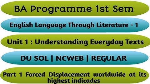 BA program 1st Sem||English Language Through Literature||Unit 1 Understanding Everyday Texts||Part 1