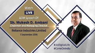 Shri Mukesh D. Ambani, CMD of RIL, speaking at the company’s AGM.