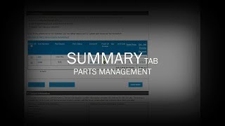 Summary Tab Parts Management
