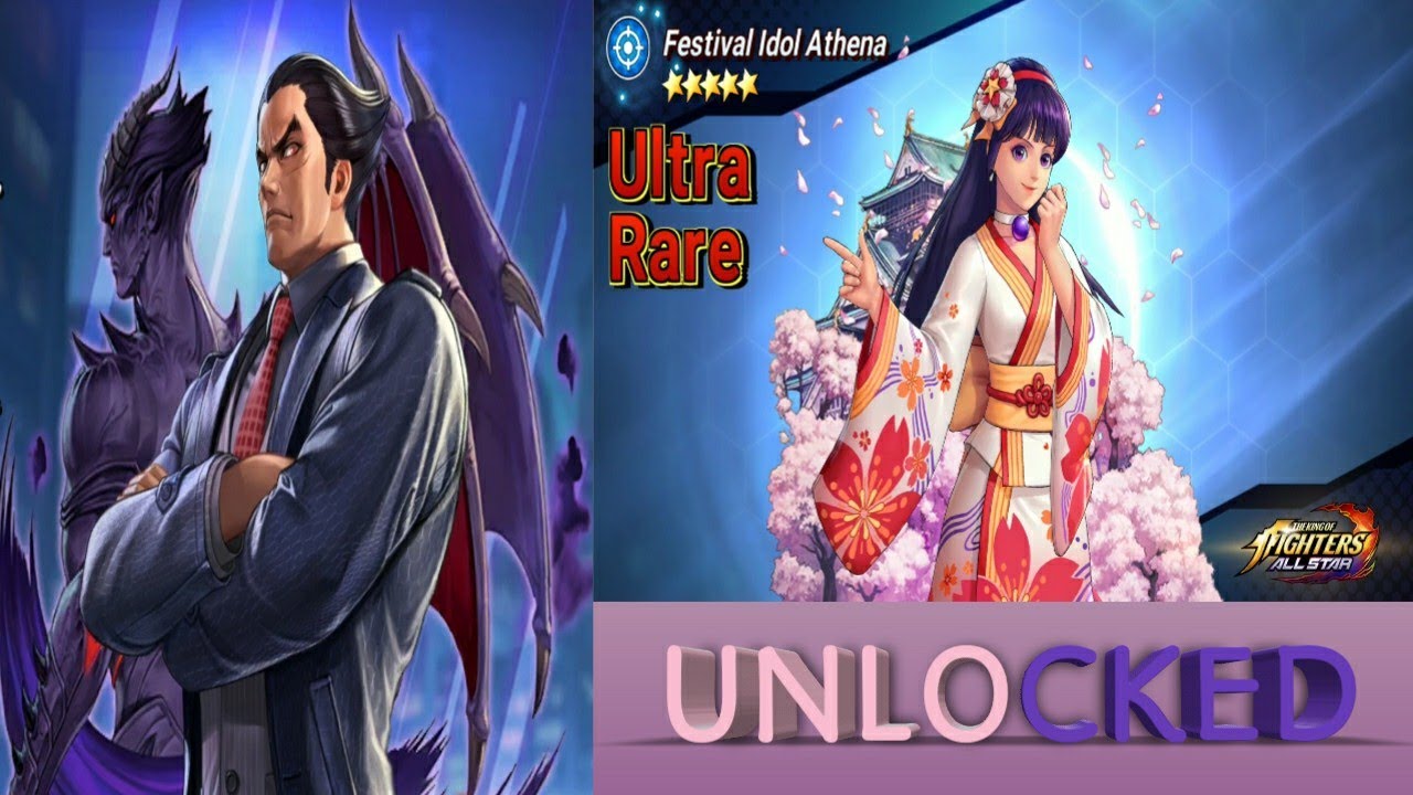King Of Fighters ALLSTAR Festival Idol Athena Unlocked and Kazuya Gameplay!