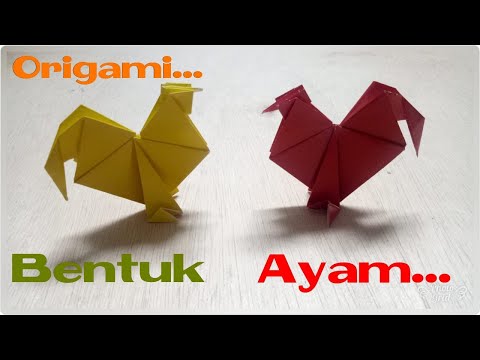 cara membuat origami ayam