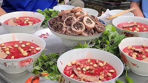 5 tô tiết canh lòng lợn cụ ông 70 tuổi xơi hết bay lê Toàn món ăn