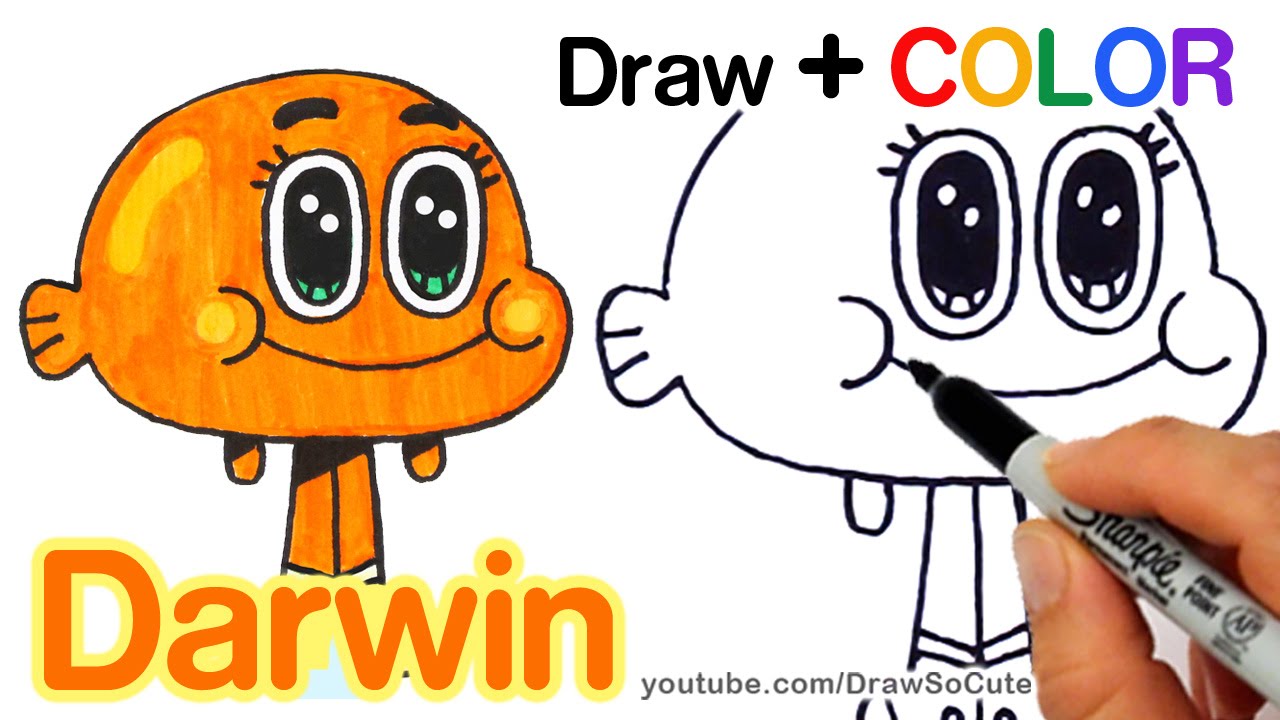 How to draw Darwin Watterson - Step by step drawing tutorials