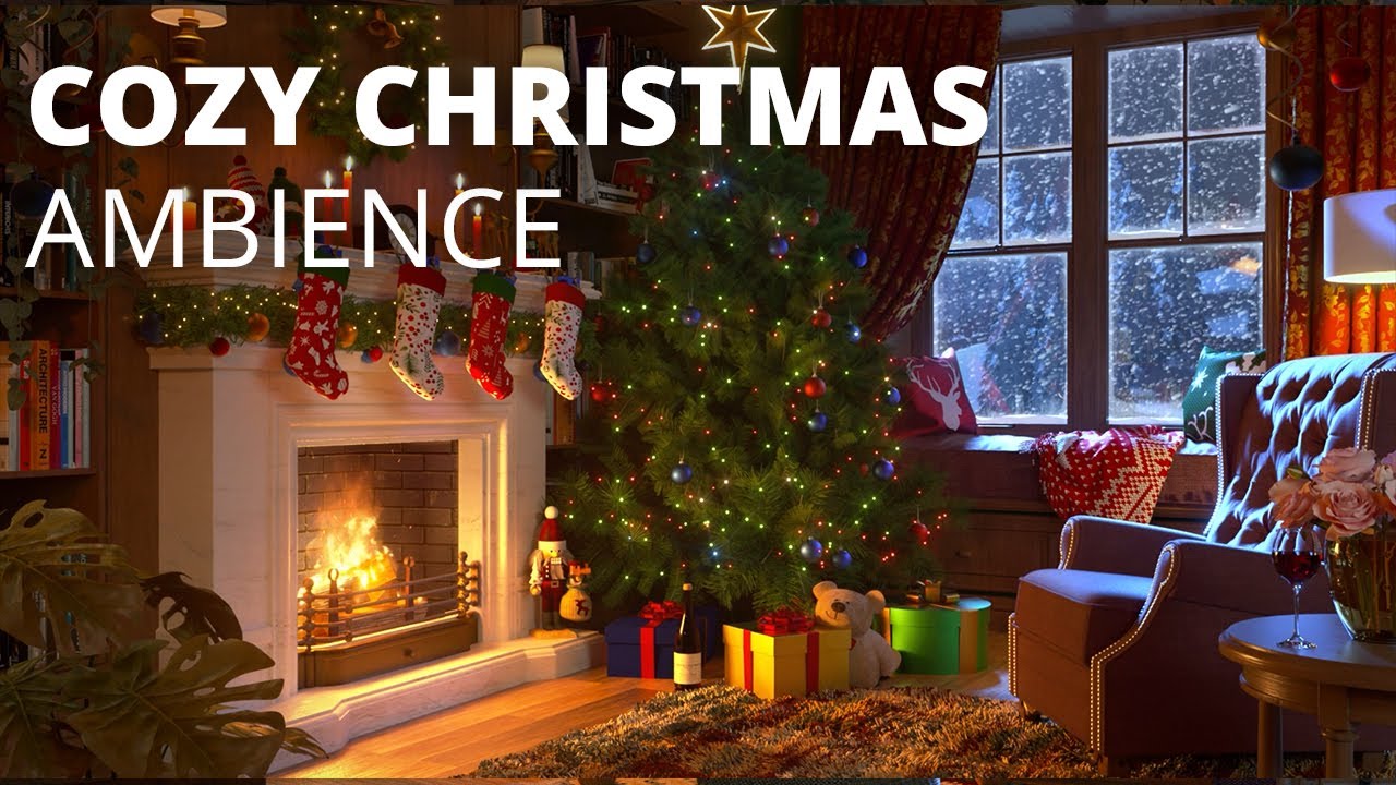 Cozy Christmas Ambience with Crackling Fireplace Sounds 8 HOURS - YouTube
