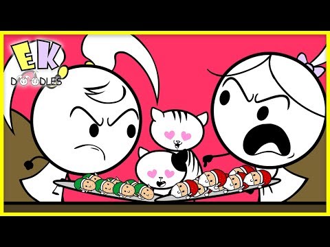 Cats Ate All of Santa's Cookies - Emma & Kate EK Doodles Cartoon Animation for Kids!