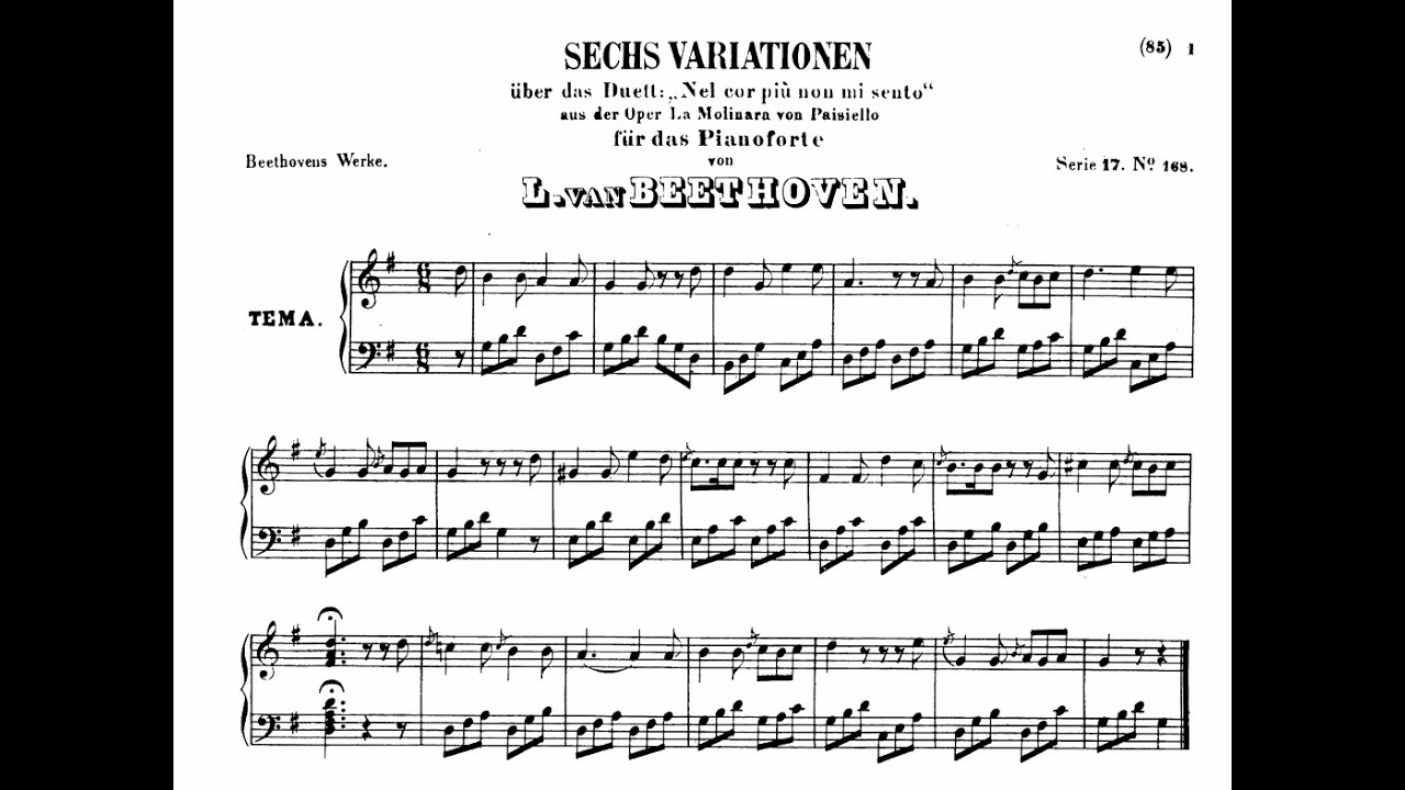 Ludwig van Beethoven - 6 Variations on 'Nel cor piu non mi sento', WoO 70