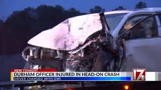 Durham officer injured in head-on crash