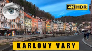 Karlovy Vary 4K  walk:  Grandhotel Pupp, Tepla River, Mill Colonnade 🇨🇿 Czech Republic HDR ASMR