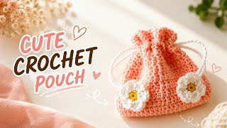 Cute Crochet Drawstring Pouch Tutorial 🌸 | Easy & Beginner Friendly