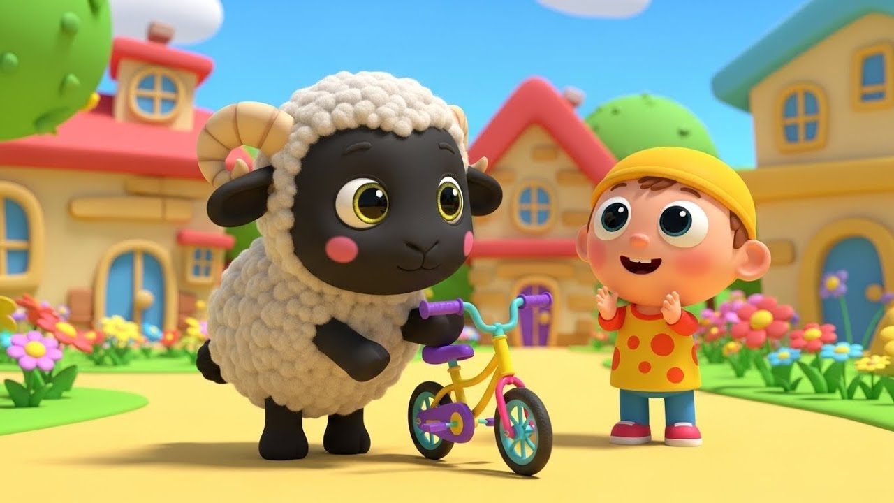 Baby Black Sheep Rides a Bike | Funny and Fun Kids Nursery Rhyme Animation