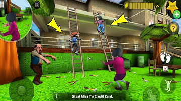 Scary Teacher 3D - with nick and tani troll Miss T fell face down  part 5244 #scaryteacher3d