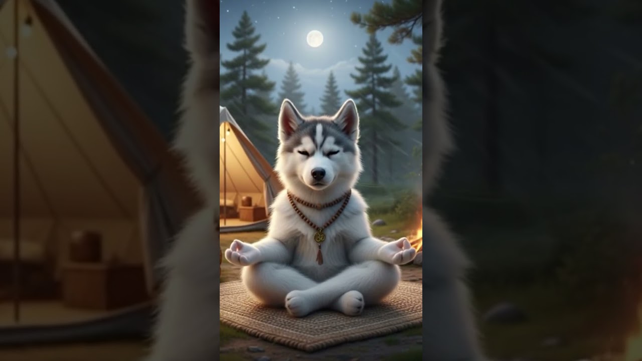 Meditation! Meditating with Master Husky on the campsite 