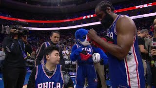 James Harden gifts John Hao a pair of signed kicks 👟 | NBA on ESPN