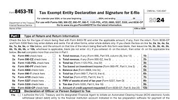 IRS Form 8453-TE walkthrough (Tax Exempt Entity Declaration and Signature for E-file)