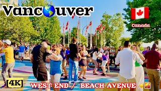 🇨🇦 [4K] ☀️⚽️🌎Downtown Vancouver | West End, English Bay | Evening Walk  Drone Views | BC Canada 🇨🇦 