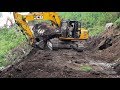 JCB Excavator VS Big Stones-Excavator Widening Hilly Road