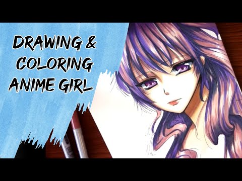  Drawing Coloring Anime girl YouTube