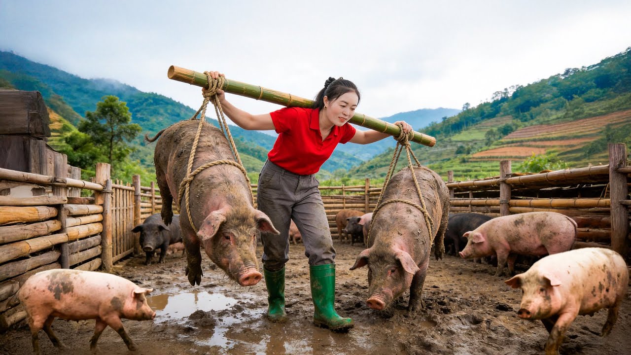 Buy 600kg Pigs from Farmers Truck Transport to Countryside Market, Homemade Stuffed Pork Dinner