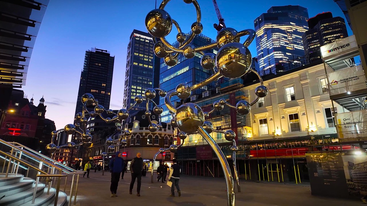[4K] London at Twilight | Canary Wharf | City of London | Sunrise Walking Tour