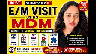 Live Urgent Care E/M Chart Coding Using MDM | CPT, ICD,POS, Procedure & Modifier Explained Real Case